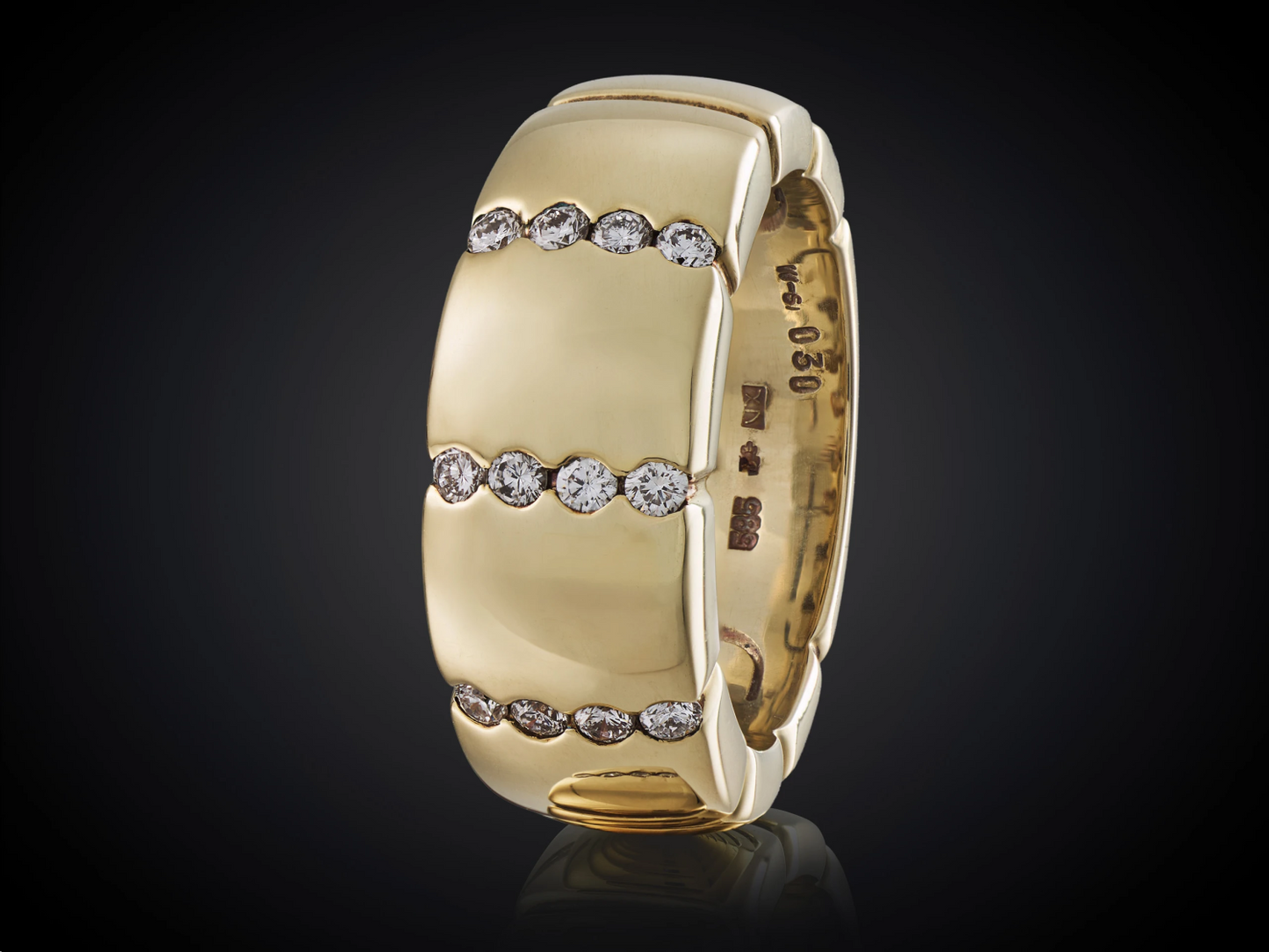 14 Karaat geelgouden ring met 12x diamant