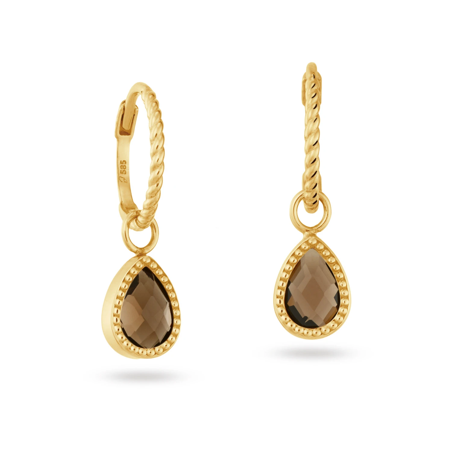 Jackie Amstel Smoky Quartz Hoops 585