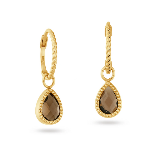Jackie Amstel Smoky Quartz Hoops 585