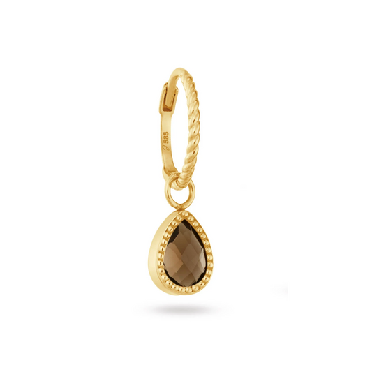 Jackie Amstel Smoky Quartz Single Hoop