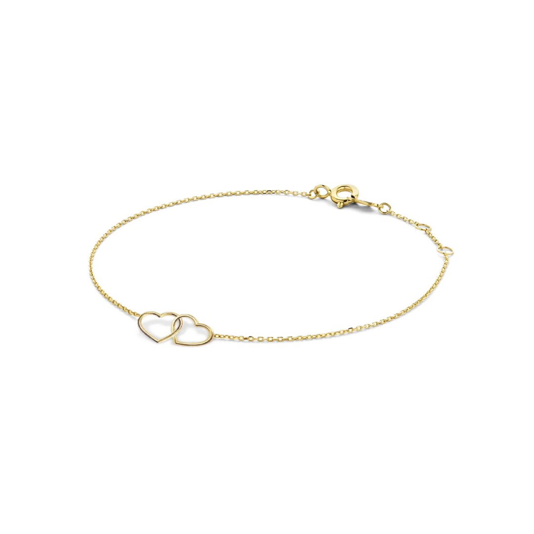 Jackie Double Heart Armband 14k geelgoud
