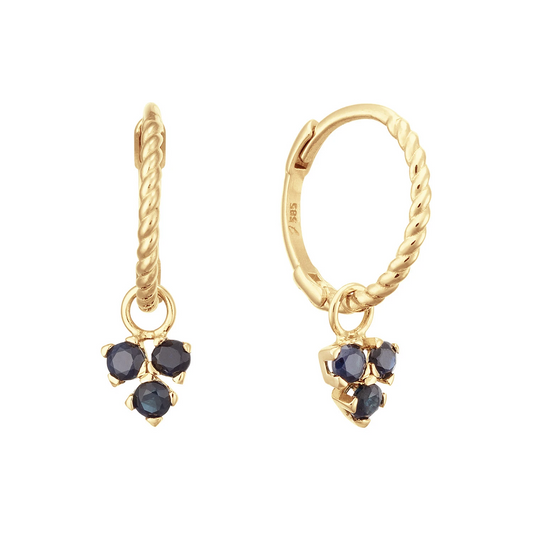 Jackie Triangle Sapphire Hoops 585