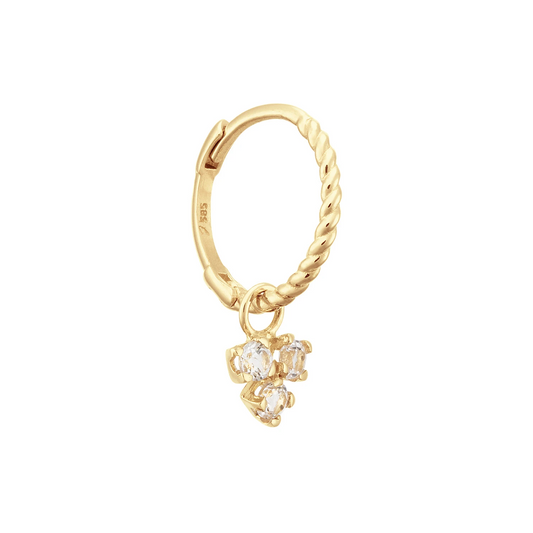 Jackie Triangle White Topaz Single Hoop 585