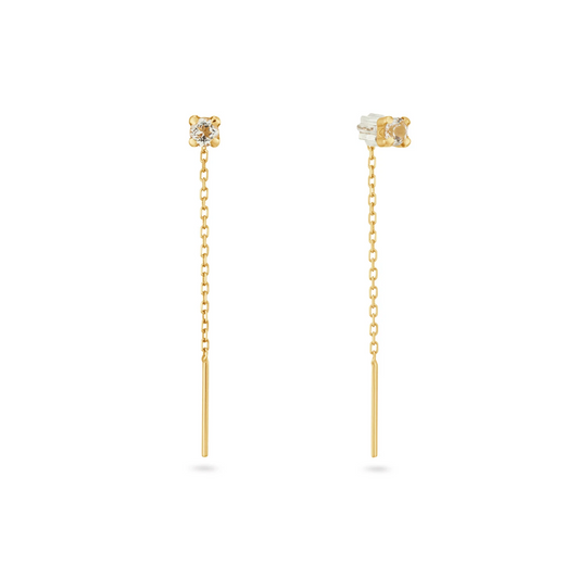 Jackie Van Gogh White Topaz Threater Studs 585