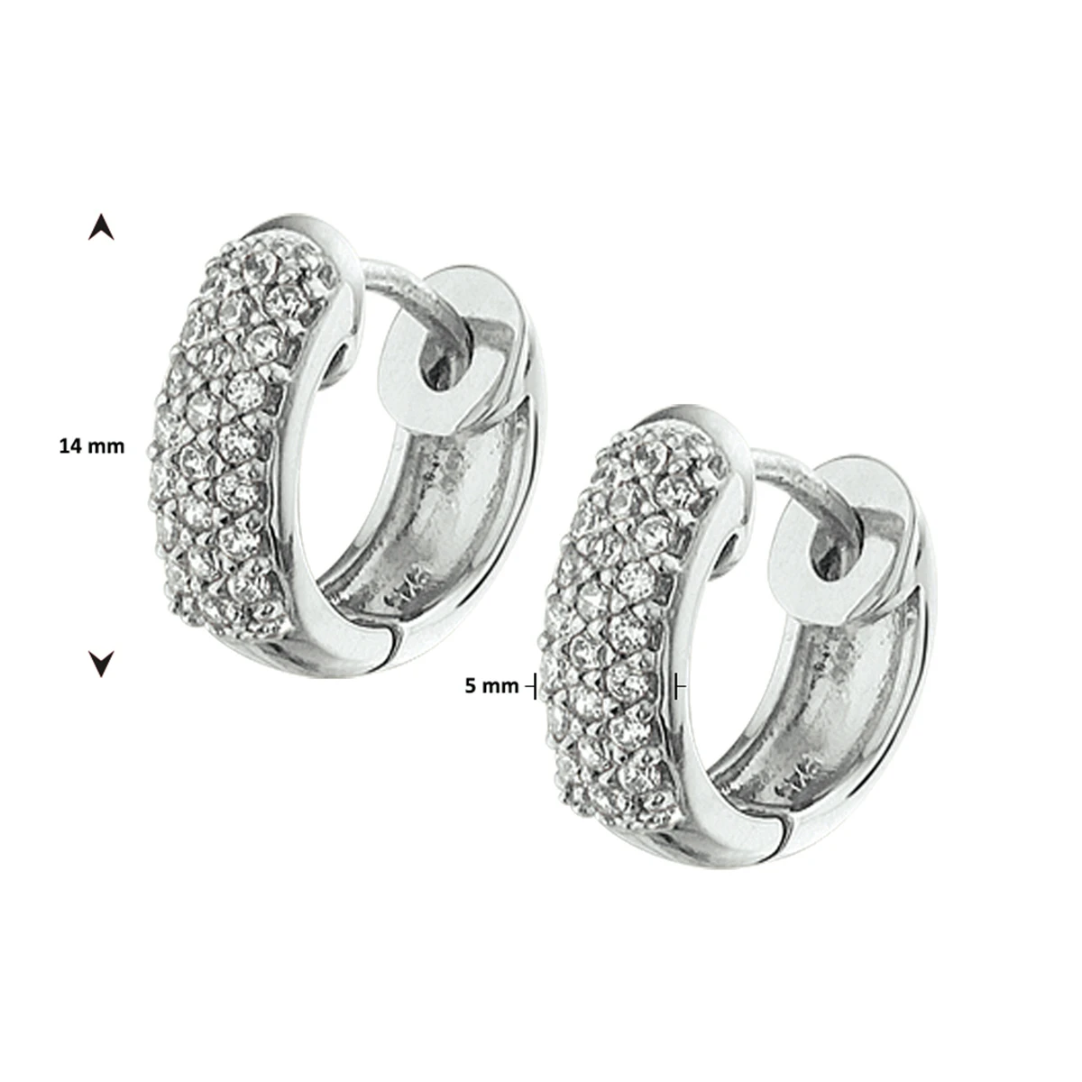 klapoorringen zirkonia zilver gerhodineerd