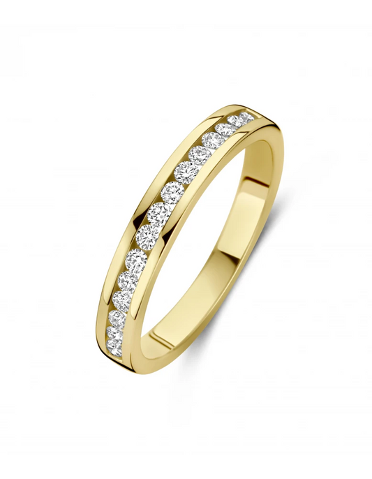 Geelgouden ring met railzetting 0,30crt Tw Si