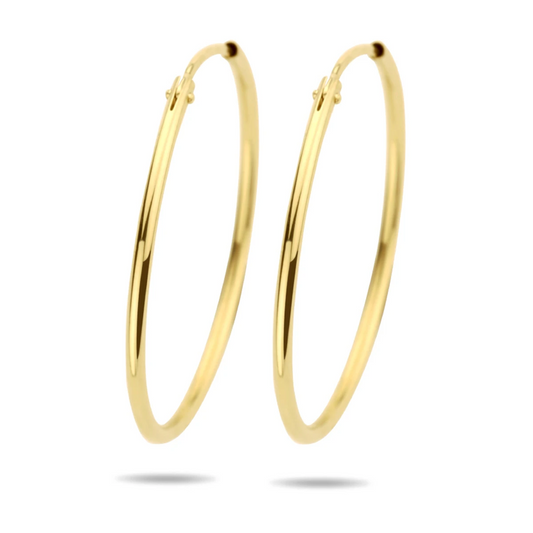 oorringen 1,5 mm ronde buis 14K geelgoud