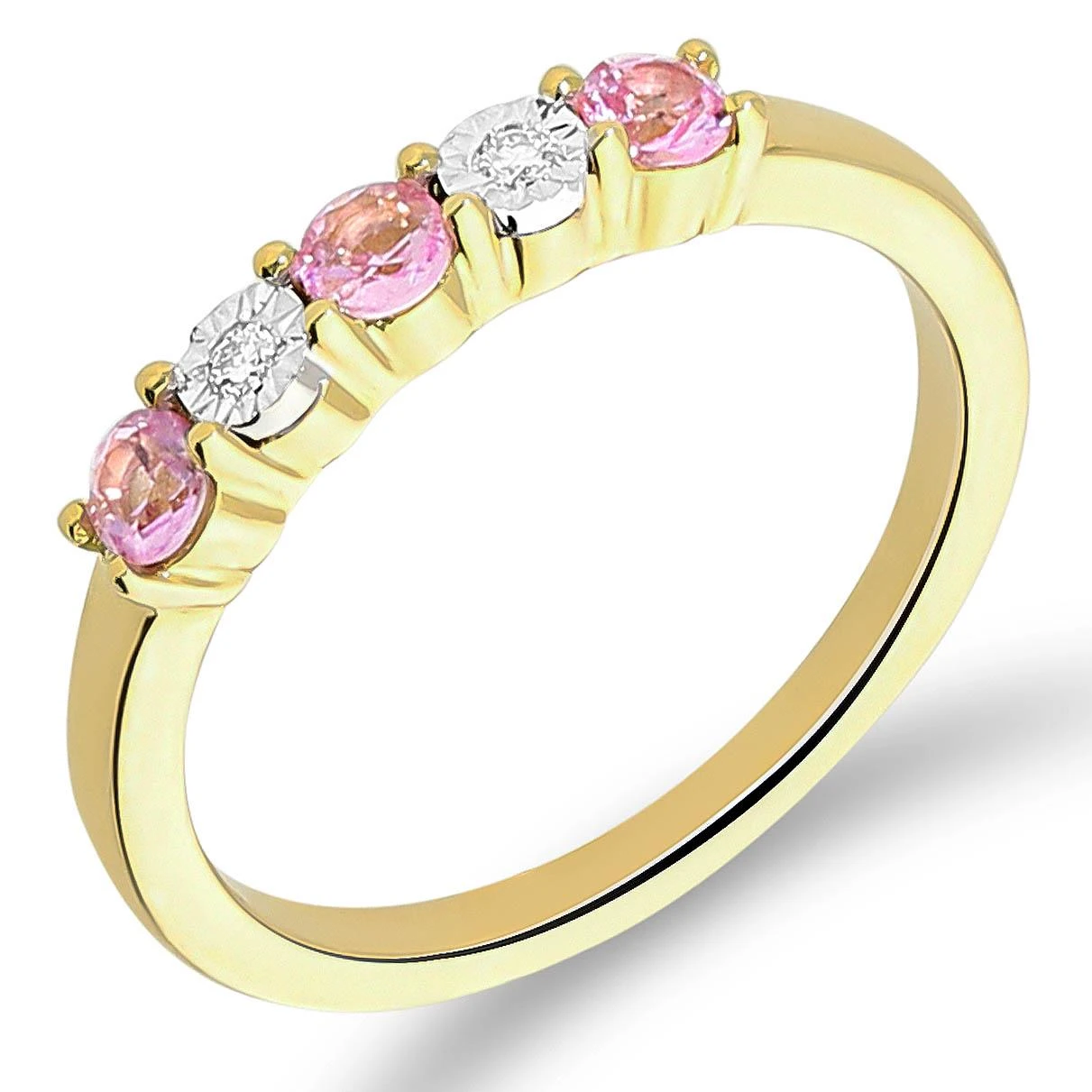 Rijring met diamant en saffier | 2-0.02 H-SI | 3-0.17 saffier