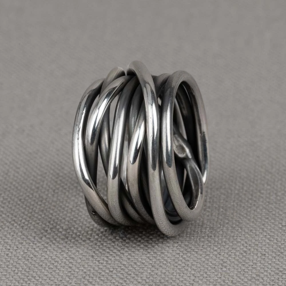 Ring wikkel grof zilver oxy