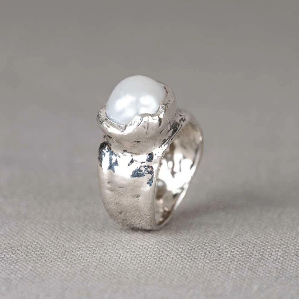 Ring zilver Big Pearl