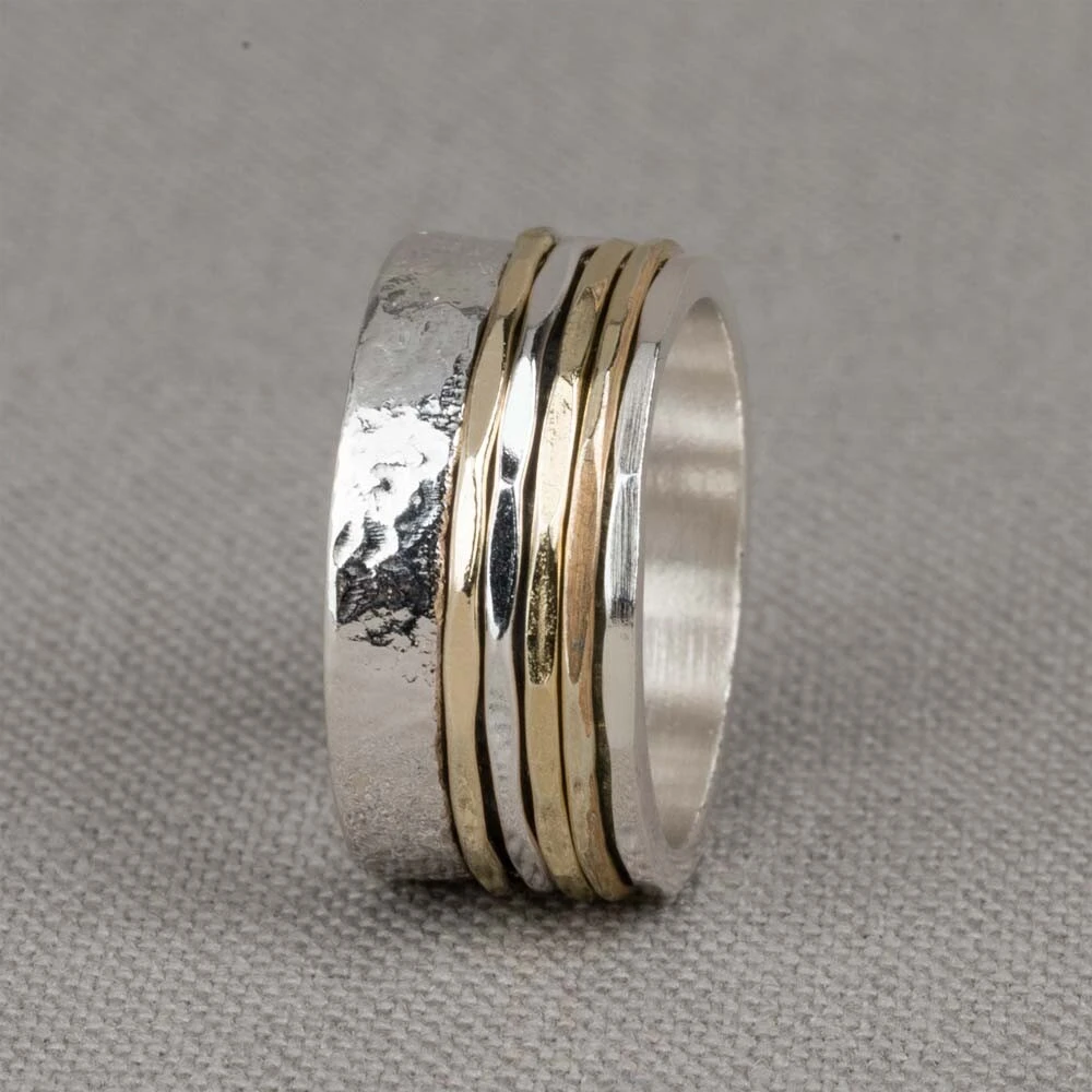 Ring zilver oxy / wit + Goldfilled
