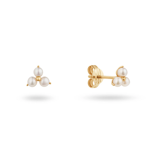 Robben Island Triangle Pearl Studs 585