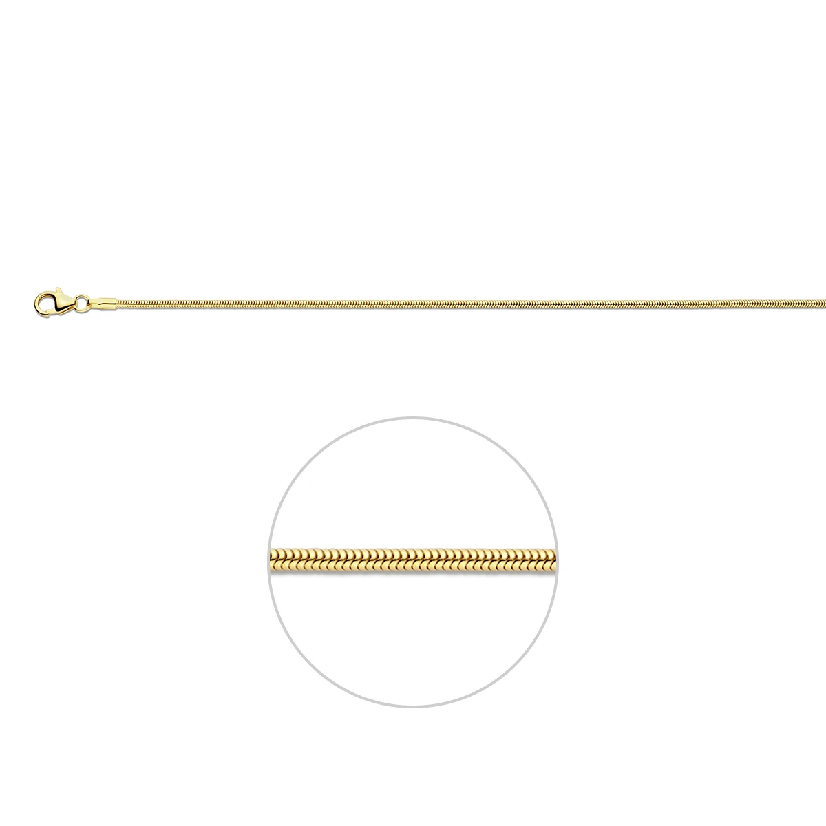 slang rond 1,4 mm 14K geelgoud