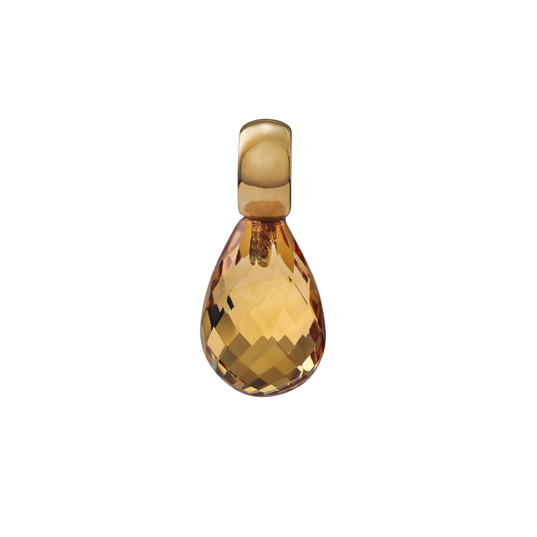 Snoepjes | 14 karaat geelgouden hanger met gele citrien | druppelvormig 10 x 7 mm | met groot oog