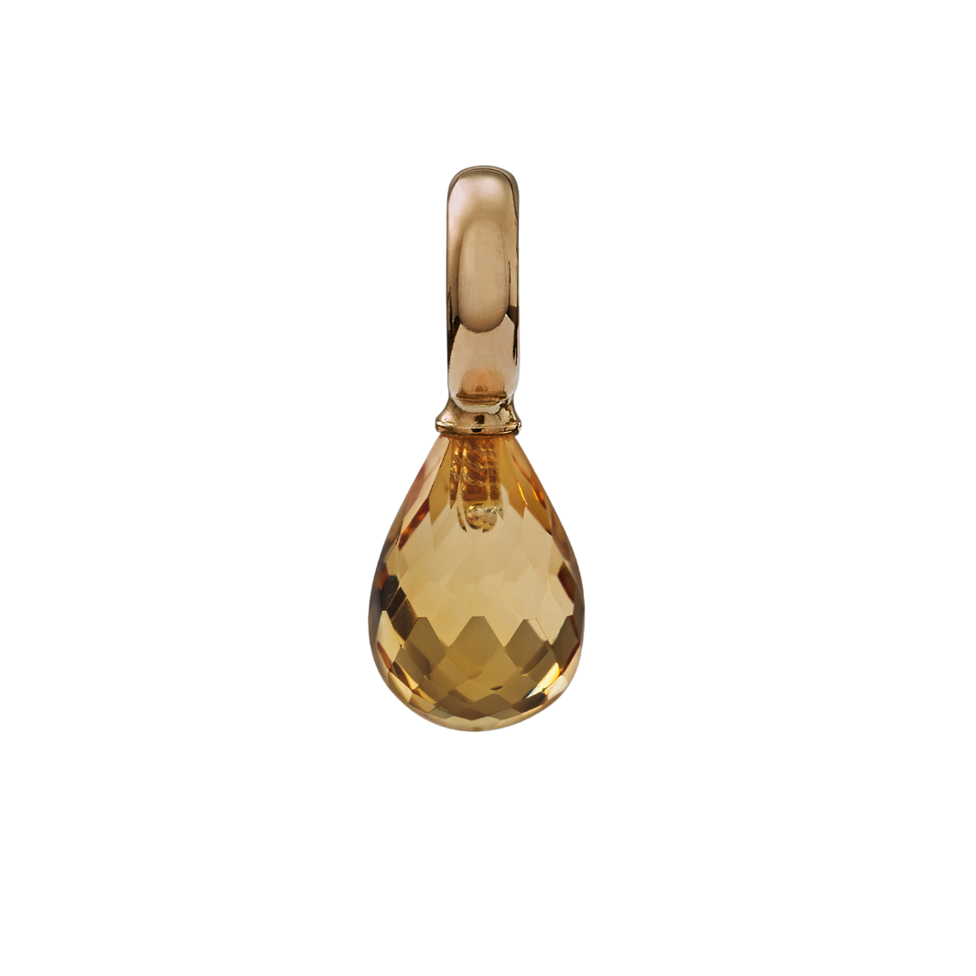 Snoepjes | 14 karaat geelgouden hanger met gele citrien | druppelvormig 10 x 7  mm | met groot oog