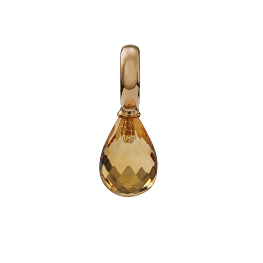 Snoepjes | 14 karaat geelgouden hanger met gele citrien | druppelvormig 10 x 7  mm | met groot oog