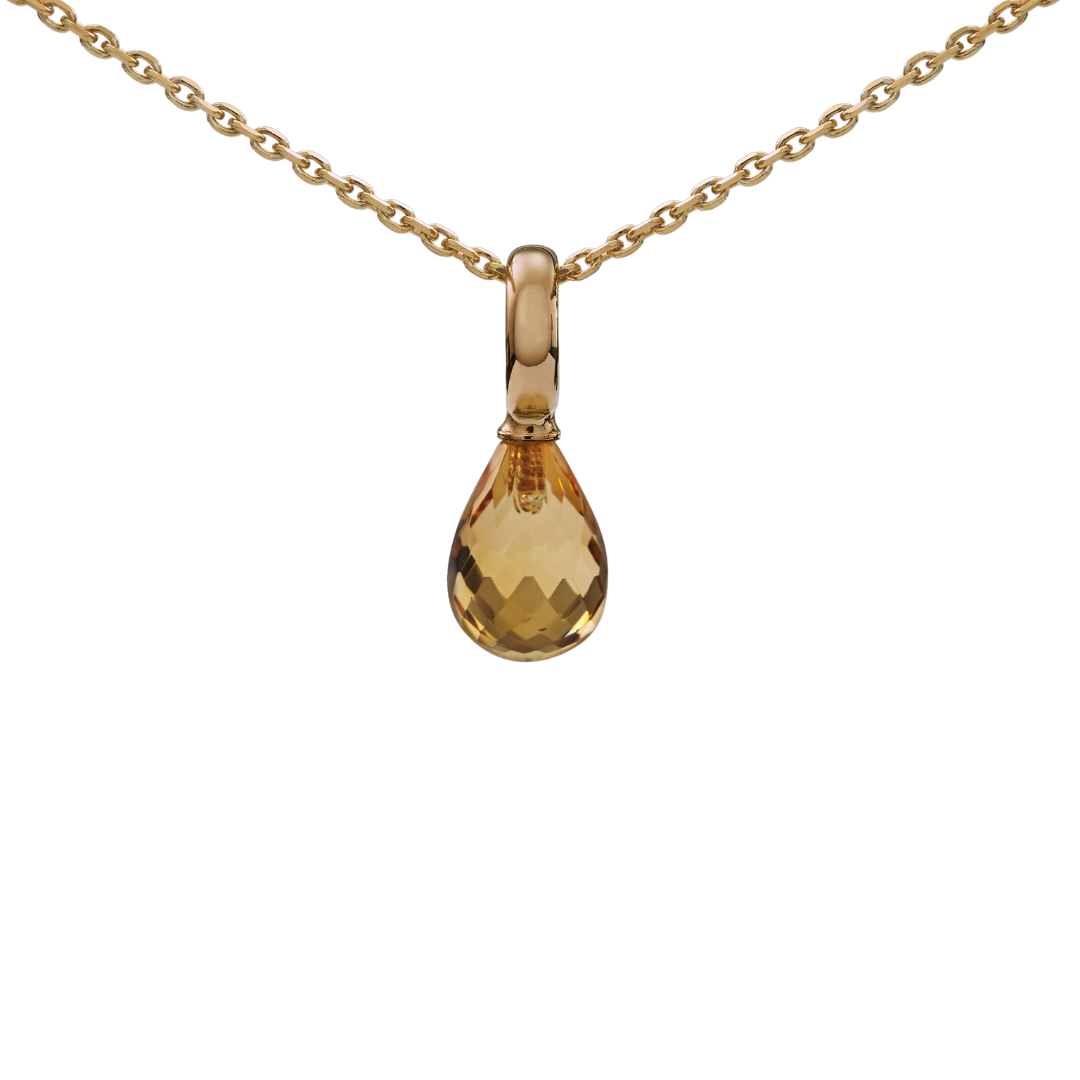 Snoepjes | 14 karaat geelgouden hanger met gele citrien | druppelvormig 10 x 7  mm | met groot oog