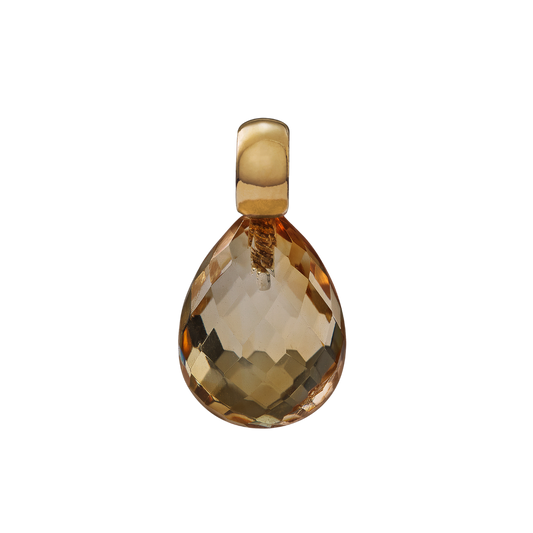 Snoepjes | 14 karaat geelgouden hanger met gele citrien | druppelvormig 12 x 10 mm | met klein oog