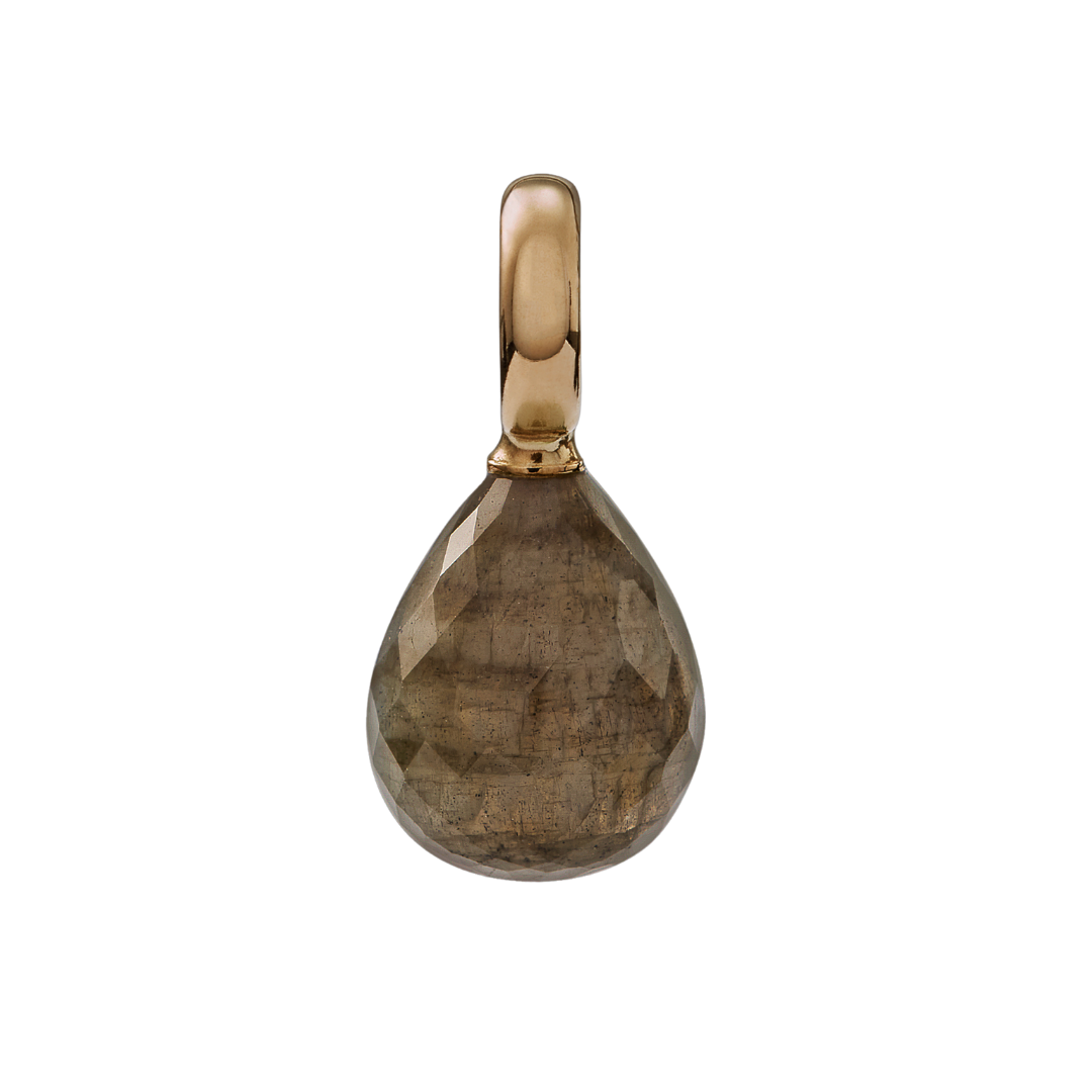 Snoepjes | 14 karaat geelgouden hanger met labradoriet | druppelvormig 12 x 10 mm | met groot oog