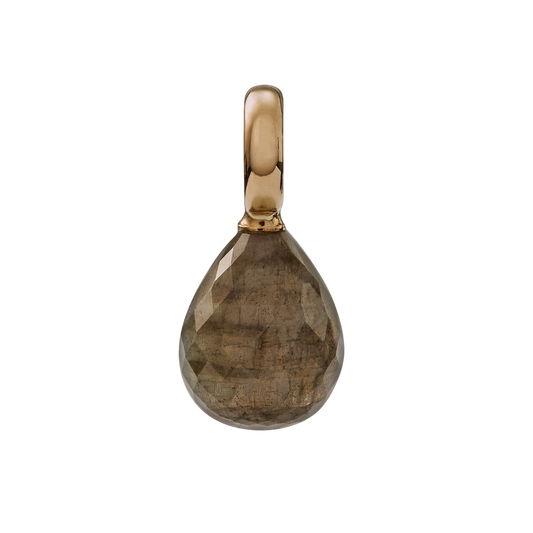 Snoepjes | 14 karaat geelgouden hanger met labradoriet | druppelvormig 12 x 10 mm | met groot oog