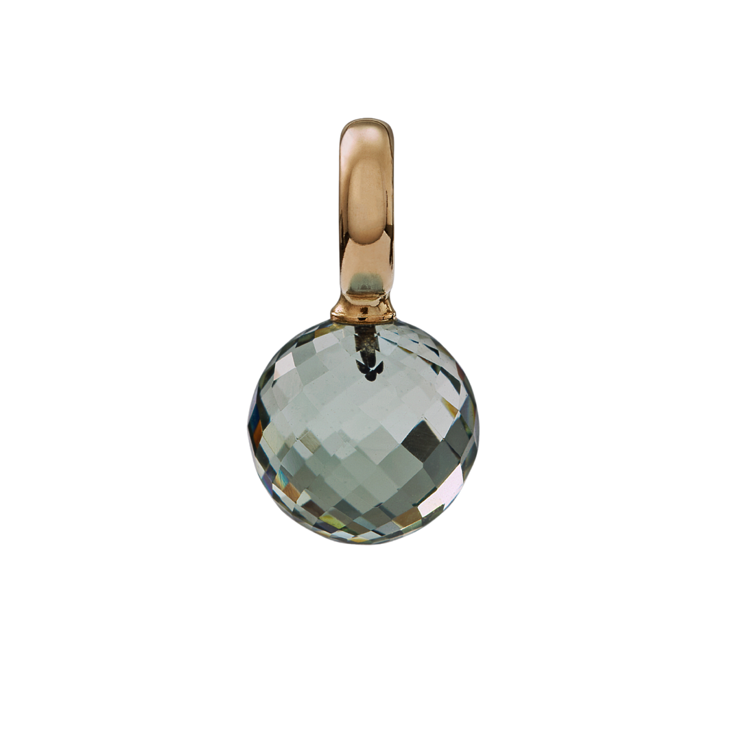 Snoepjes | 14 karaat geelgouden hanger met lichtgroene prasioliet | balvormig 10 mm | met groot oog