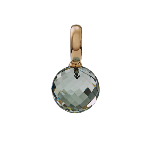 Snoepjes | 14 karaat geelgouden hanger met lichtgroene prasioliet | balvormig 10 mm | met groot oog