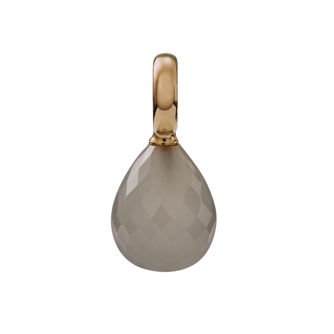 Snoepjes | 14 karaat geelgouden hanger met witte maansteen | druppelvormig 12 x 10 mm | met groot oog
