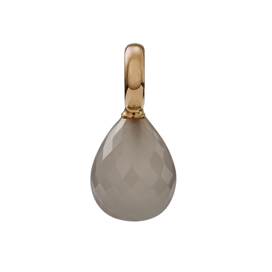 Snoepjes | 14 karaat geelgouden hanger met witte maansteen | druppelvormig 12 x 10 mm | met groot oog