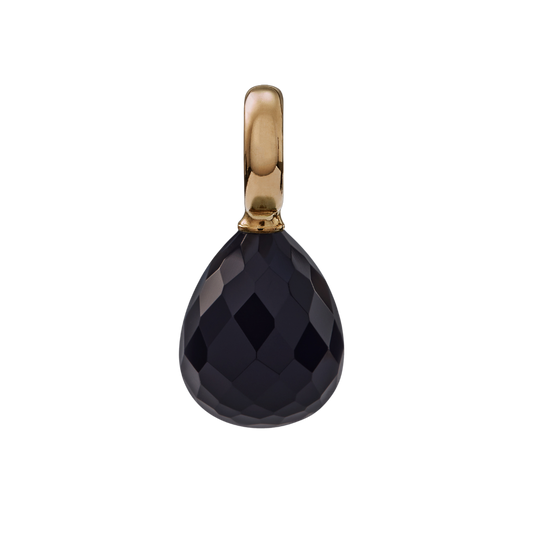 Snoepjes | 14 karaat geelgouden hanger met zwarte onyx | druppelvormig 12 x 10 mm | met groot oog