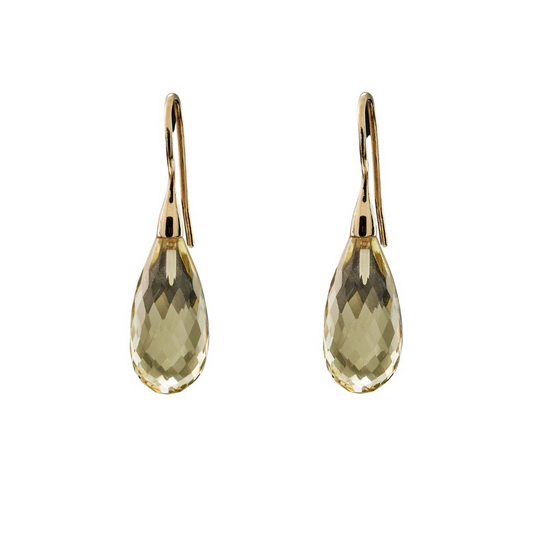 Snoepjes | 14 karaat geelgouden oorhangers met gele limoenkwarts | druppelvormig 20 x 10 mm | limited edition