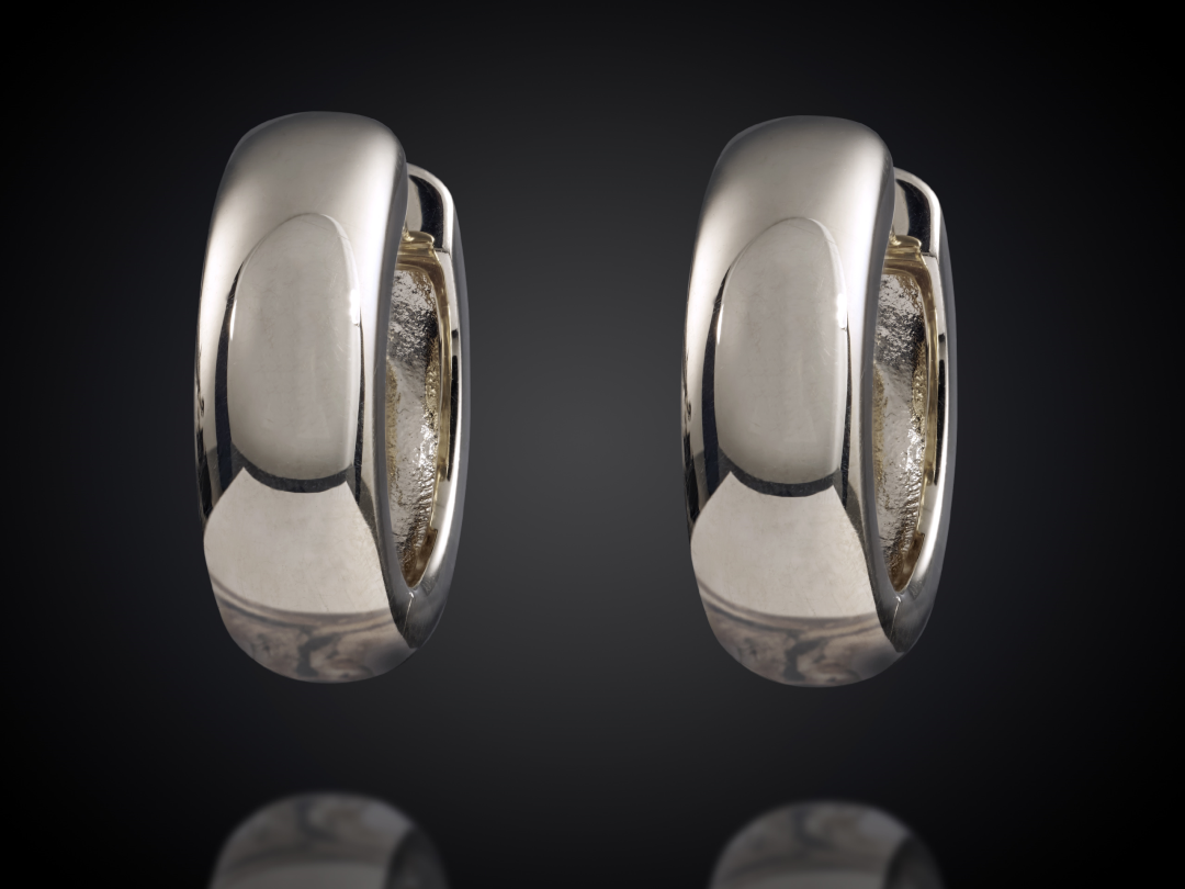 Snoepjes | 14 karaat witgouden creolen | medium 14 x 4 mm