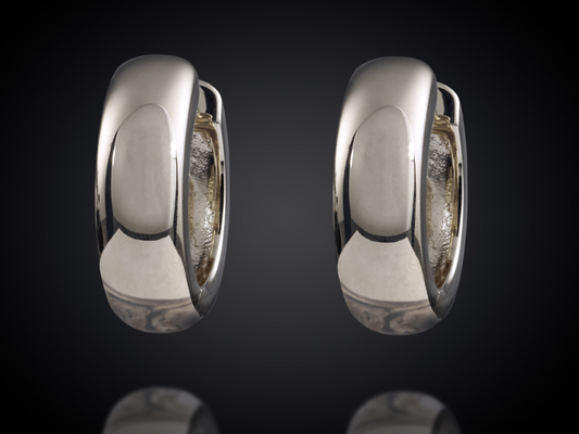 Snoepjes | 14 karaat witgouden creolen | medium 14 x 4 mm