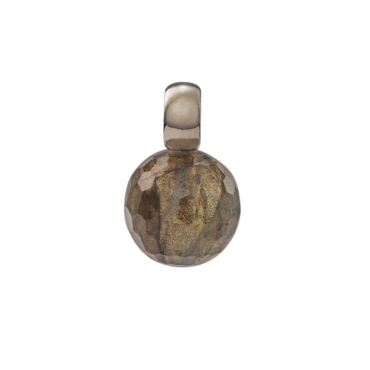 Snoepjes | 14 karaat witgouden hanger met groengrijze labradoriet | balvormig 10 mm | met klein oog