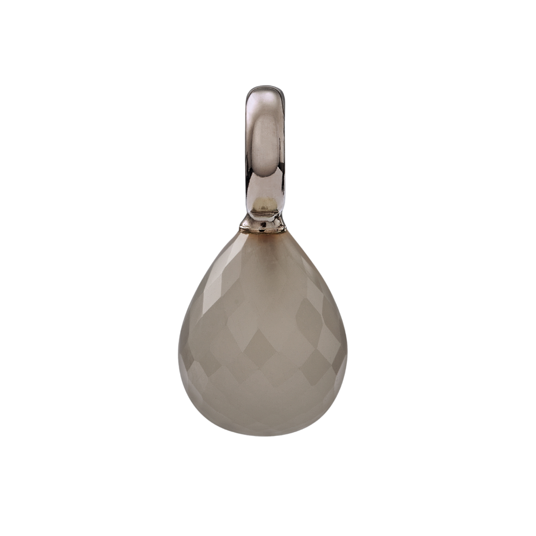 Snoepjes | 14 karaat witgouden hanger met witte maansteen | druppelvormig 12 x 10 mm | met groot oog