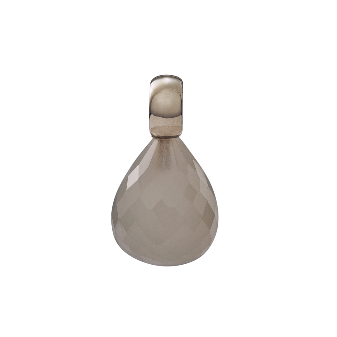 Snoepjes | 14 karaat witgouden hanger met witte maansteen | druppelvormig 12 x 10 mm | met klein oog