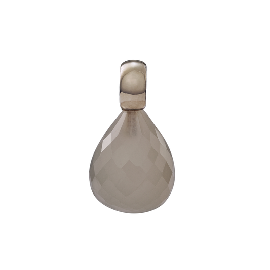 Snoepjes | 14 karaat witgouden hanger met witte maansteen | druppelvormig 12 x 10 mm | met klein oog