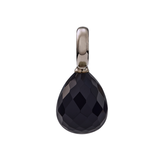 Snoepjes | 14 karaat witgouden hanger met zwarte onyx | druppelvormig 12 x 10 mm | met groot oog