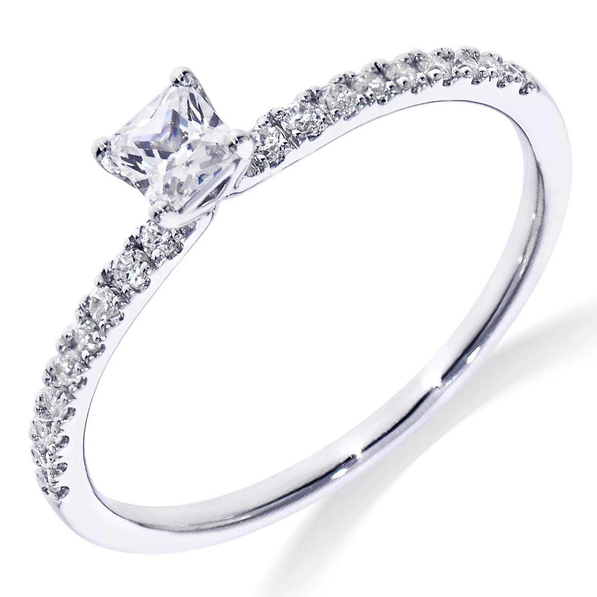 Solitair met zijstenen | 1-0.19 crt & 18-0.15 crt | H-SI