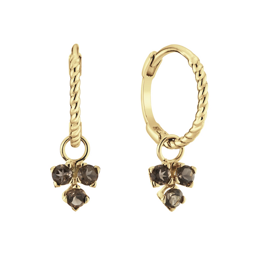 Triangle Smoky Quartz Hoops
