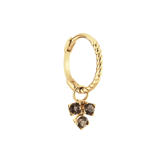 Triangle Smoky Quartz Single Hoop