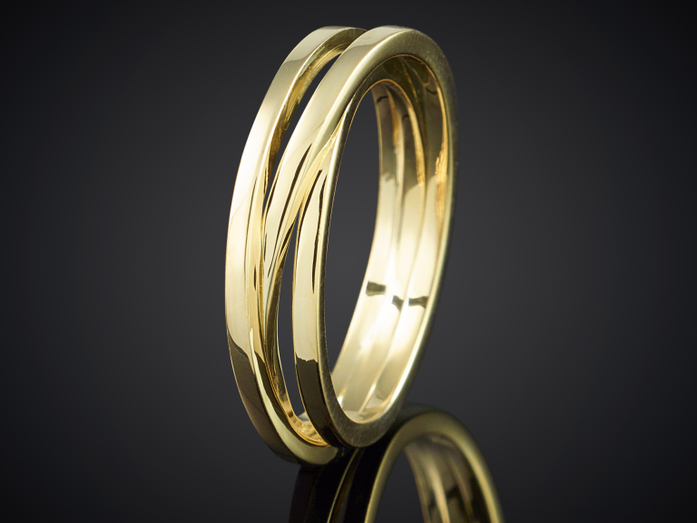 Verwikkeling | 14 karaat geelgouden 3-baans ring | vierkant 1.4 mm