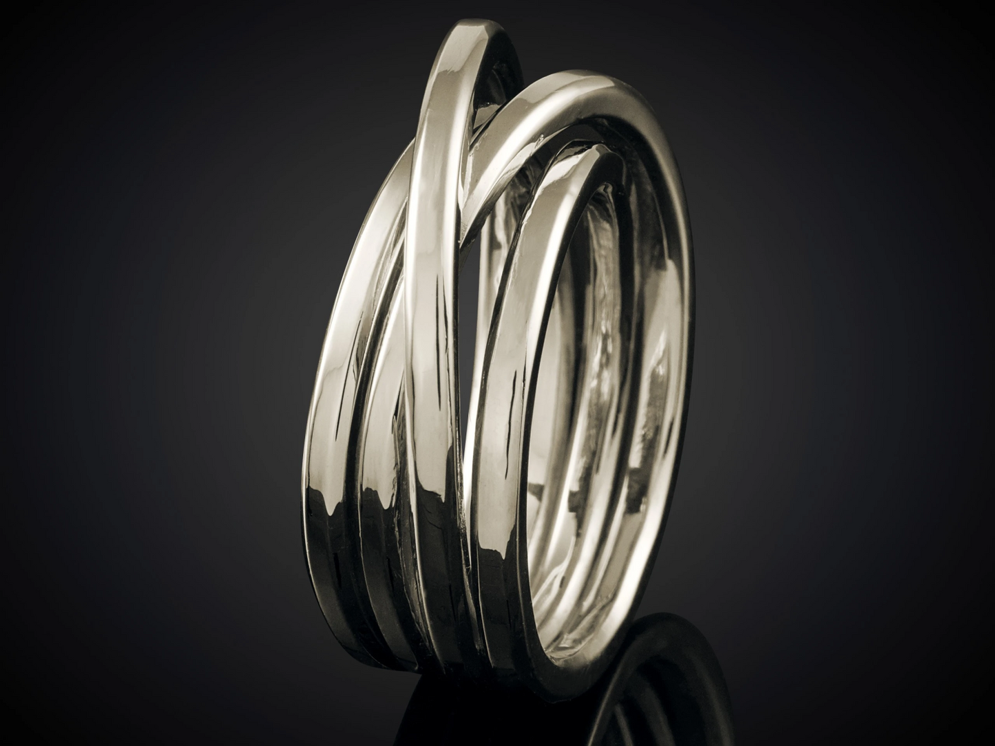 Verwikkeling | zilveren 4-baans ring | vierkant