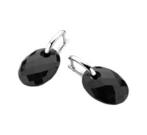 Zilveren klapcreool met losse onyx hanger